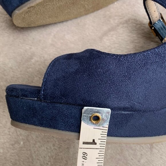 Journee Collection Navy Blue Microsuede Strappy Demi Wedges - Picture 14 of 16